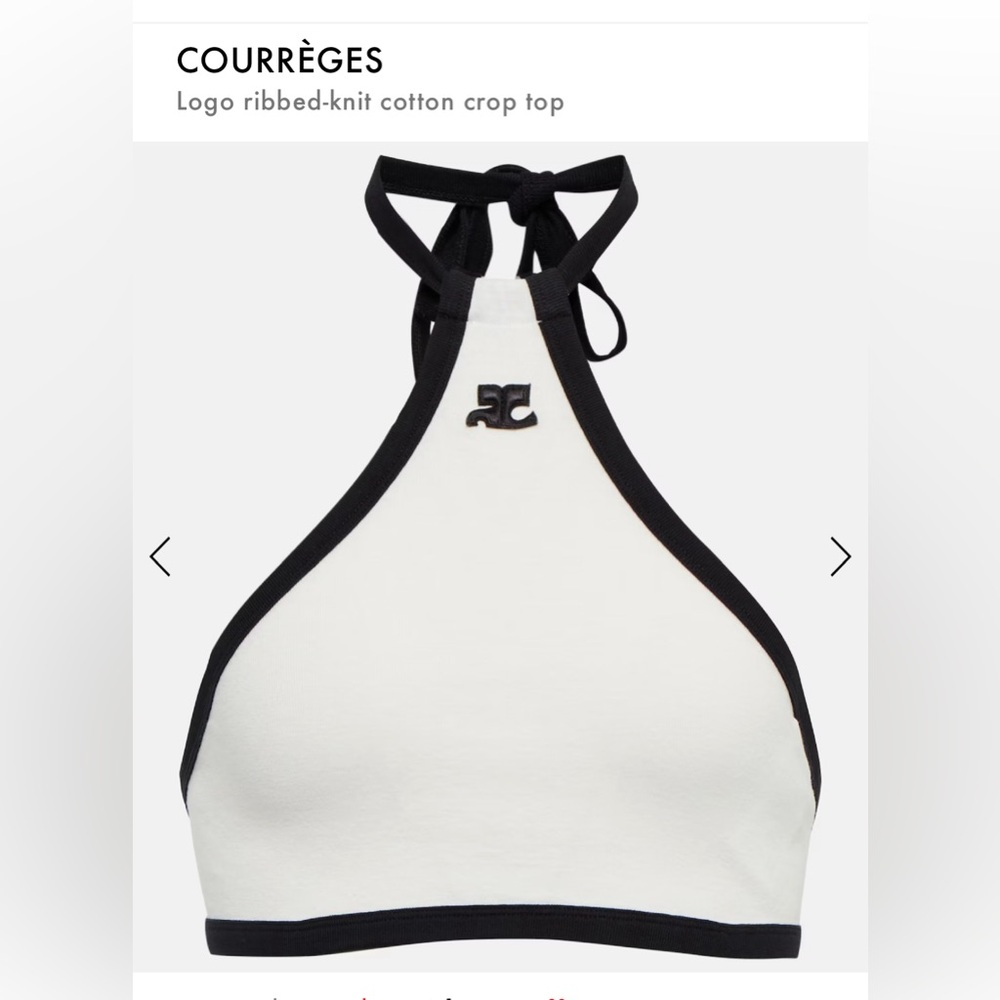 Courreges logo ribbed knit cotton crop top